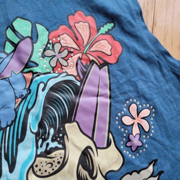 Stitch Disney Kids Tank Top Rhinestones and Skull Small 6/7 - Picture 2 of 7